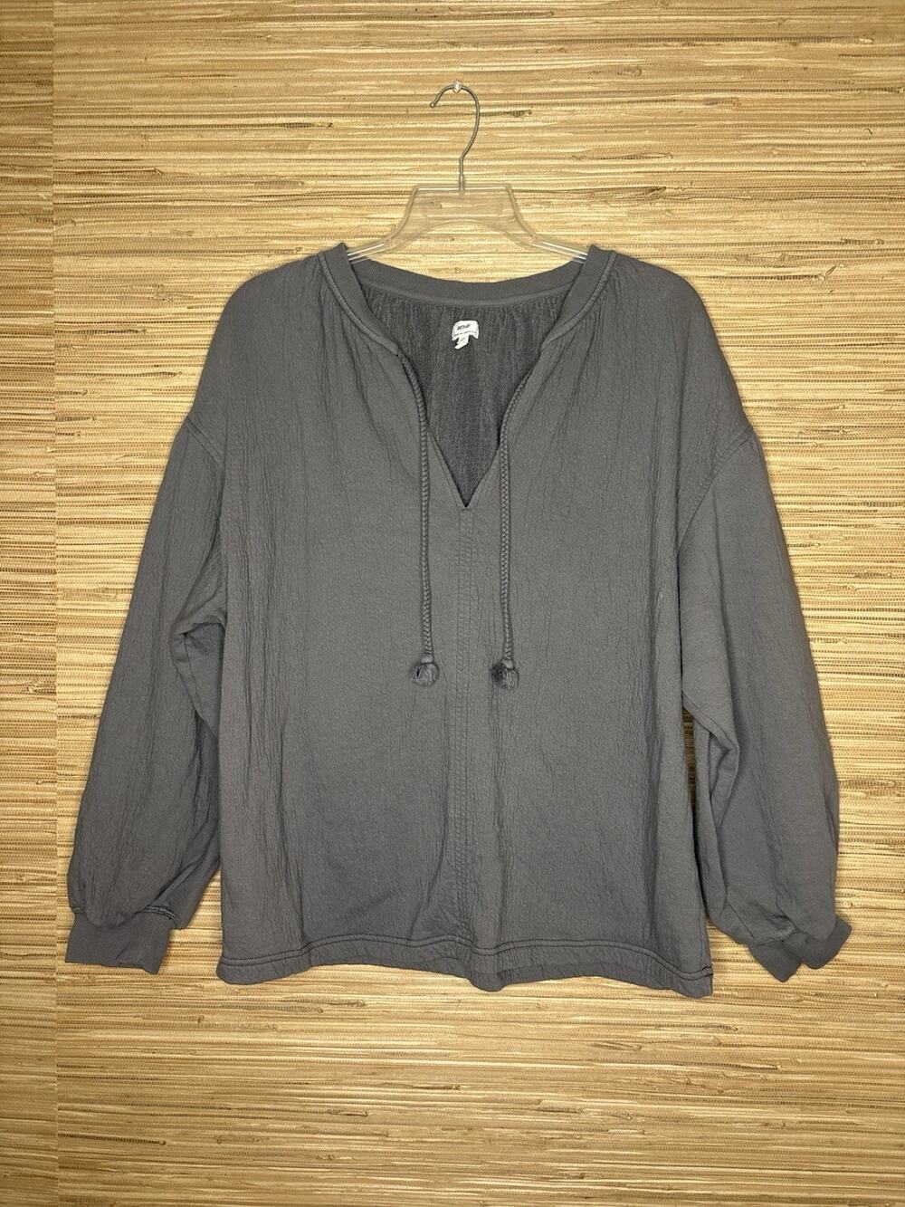 Aerie Easy Street Oversized Split-Neck Sweatshirt Gray Sz L